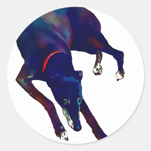 Greyhound Art Ronde Sticker (Voorkant)