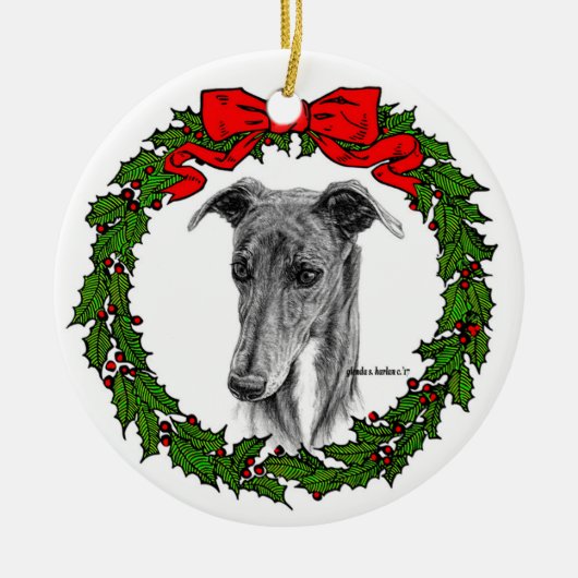 Greyhound Art van Glenda S. Harlan Keramisch Ornament (Voorkant)