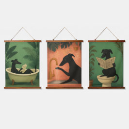 Greyhound Bathroom Art – Funny Dog Wall Decor Trio Hangend Wandkleed