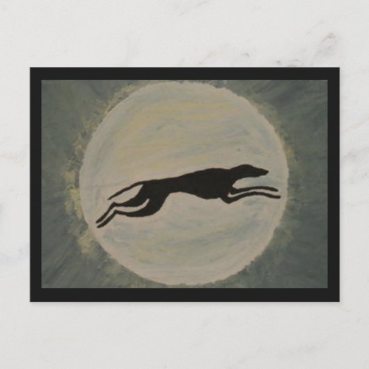 Greyhound bij volle maan briefkaart (Voorkant)