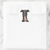 Greyhound Black en White Puppy Dog Vierkante Sticker (Tas)
