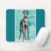 Greyhound Black Line Green Background Moriz Jung Muismat (Met muis)