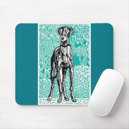 Greyhound Black Line Green Background Moriz Jung Muismat (Met muis)