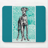 Greyhound Black Line Green Background Moriz Jung Muismat (Voorkant)