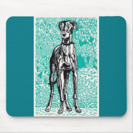 Greyhound Black Line Green Background Moriz Jung Muismat