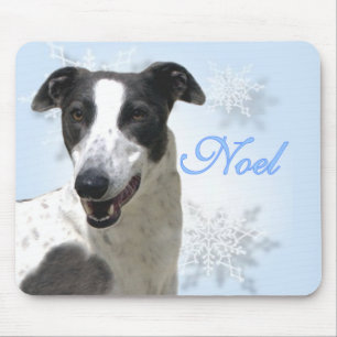Greyhound Black & White Noel2 Muismat