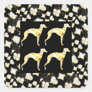 GREYHOUND BLING VIERKANTE STICKER