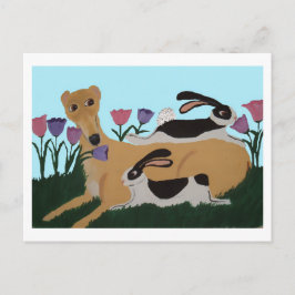 Greyhound & Bunny Vrienden Vouwbare Wenskaart Briefkaart