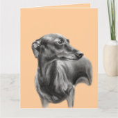 Greyhound Charcoal Hand getekend kunstwerk Kaart (Voorkant)