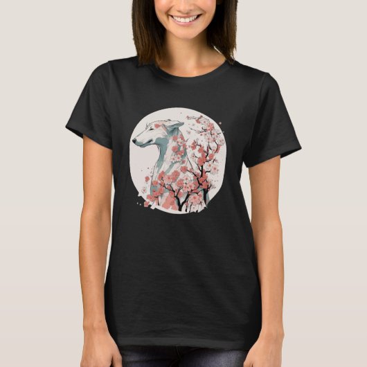 Greyhound Cherry Blossom Hondenras Japans Sakura T-shirt (Voorkant)