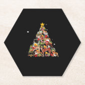 Greyhound Christmas Tree Lights Funny Dog Xmas Gif Kartonnen Onderzetters (Voorkant)