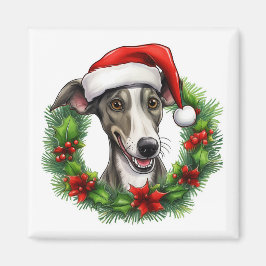 Greyhound Christmas Wreath Magneet
