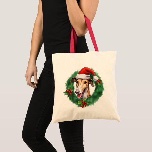 Greyhound Christmas Wreath Tote Bag (Voorkant (product))