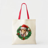 Greyhound Christmas Wreath Tote Bag (Voorkant)