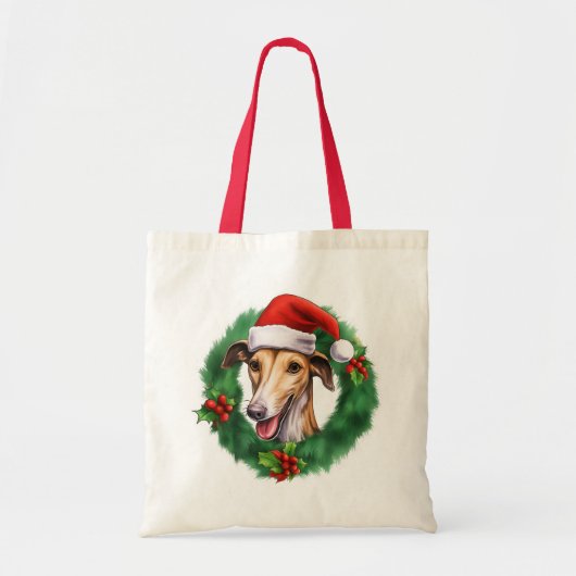 Greyhound Christmas Wreath Tote Bag (Voorkant)