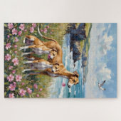 Greyhound Coastal Weide Kunst Legpuzzel (Horizontaal)
