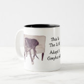 Greyhound Dit is het leven klote Tweekleurige Koffiemok (Voorkant links)