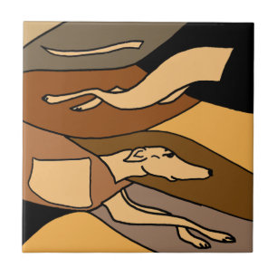 Greyhound Dog Abstract Art Design Tegeltje