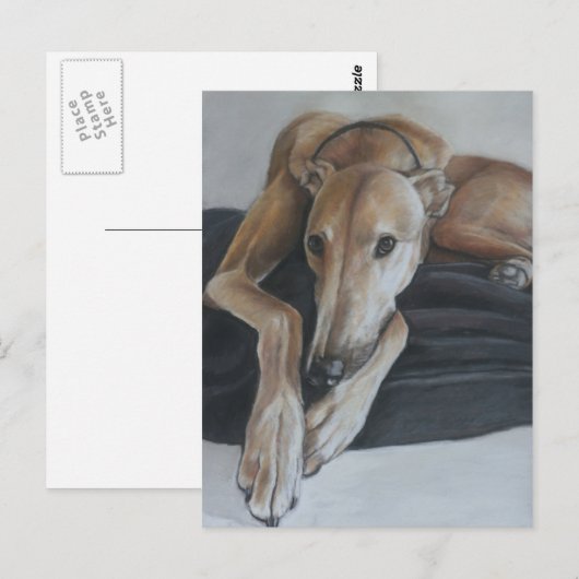 Greyhound Dog Art Briefkaart (Voorkant / Achterkant)