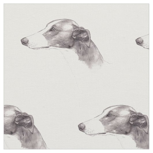 Greyhound Dog Art Fabric Stof (Close Up)