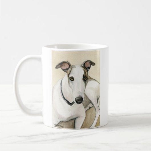 "Greyhound" Dog Art Reproduction Mok (Links)