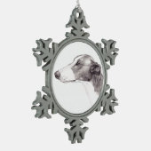 Greyhound Dog Art Snowflake Ornament (Links)