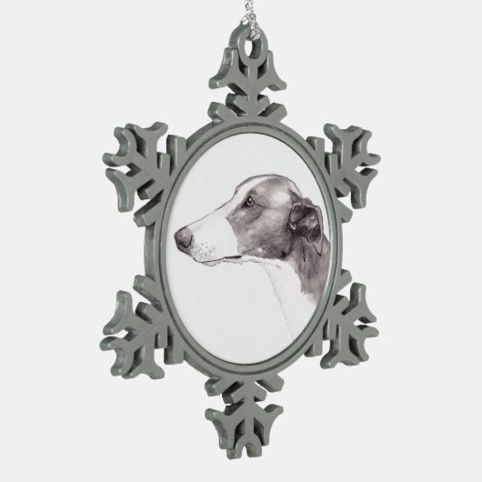 Greyhound Dog Art Snowflake Ornament (Links)
