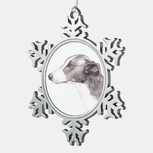 Greyhound Dog Art Snowflake Ornament (Rechts)