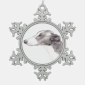 Greyhound Dog Art Snowflake Ornament (Voorkant)