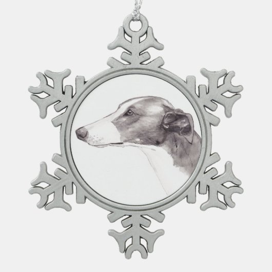 Greyhound Dog Art Snowflake Ornament (Voorkant)