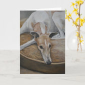 Greyhound Dog Art Wenskaart Kaart (Gele Bloem)