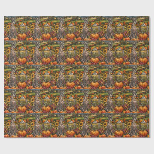 Greyhound Dog Autumn Harvest Thanksgiving Cadeaupapier (Vlak)