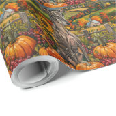 Greyhound Dog Autumn Harvest Thanksgiving Cadeaupapier (Rol Hoek)