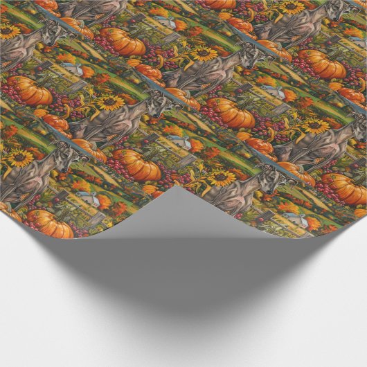 Greyhound Dog Autumn Harvest Thanksgiving Cadeaupapier (Hoek)