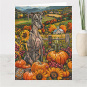 Greyhound Dog Autumn Harvest Thanksgiving Kaart (Voorkant)