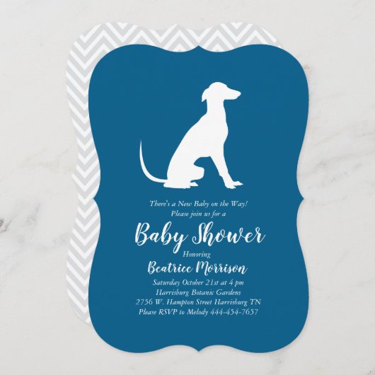 Greyhound Dog Baby shower Boy Blue Kaart (Voorkant / Achterkant)