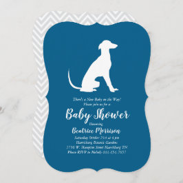 Greyhound Dog Baby shower Boy Blue Kaart