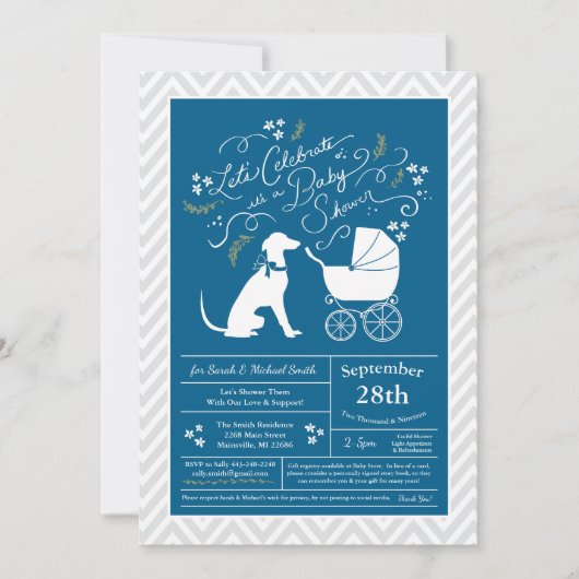 Greyhound Dog Baby shower Boy Blue Kaart (Voorkant)