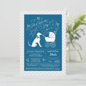 Greyhound Dog Baby shower Boy Blue Kaart (Staand voorkant)