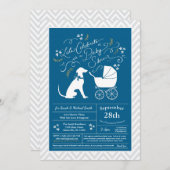 Greyhound Dog Baby shower Boy Blue Kaart (Voorkant / Achterkant)