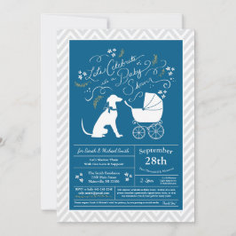 Greyhound Dog Baby shower Boy Blue Kaart