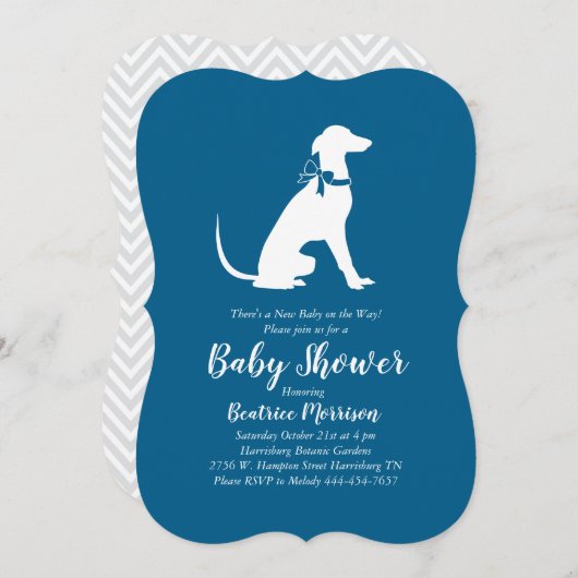 Greyhound Dog Baby shower Boy Blue Kaart (Voorkant / Achterkant)