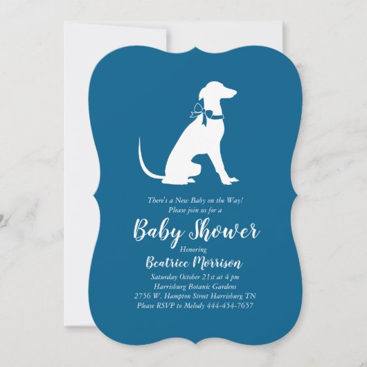 Greyhound Dog Baby shower Boy Blue Kaart (Voorkant)