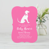 Greyhound Dog Baby shower Girl Pink Kaart (Staand voorkant)