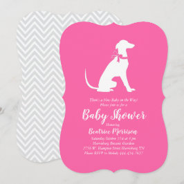Greyhound Dog Baby shower Girl Pink Kaart