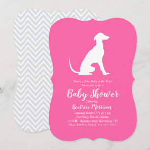 Greyhound Dog Baby shower Girl Pink Kaart