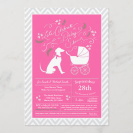 Greyhound Dog Baby shower Girl Pink Kaart