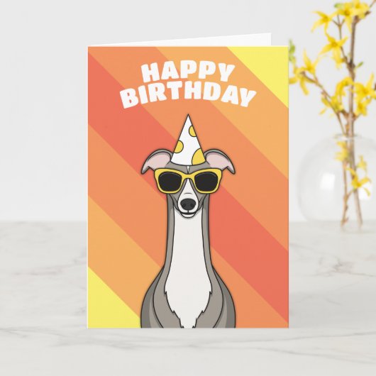 Greyhound Dog Birthday Kaart (Gele Bloem)