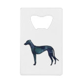 Greyhound Dog Black Waterverf Silhouette Creditkaart Flessenopener (Voorkant)