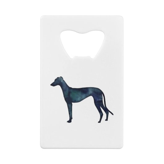 Greyhound Dog Black Waterverf Silhouette Creditkaart Flessenopener (Achterkant)